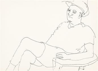 FAIRFIELD PORTER Group of 4 figural drawings.